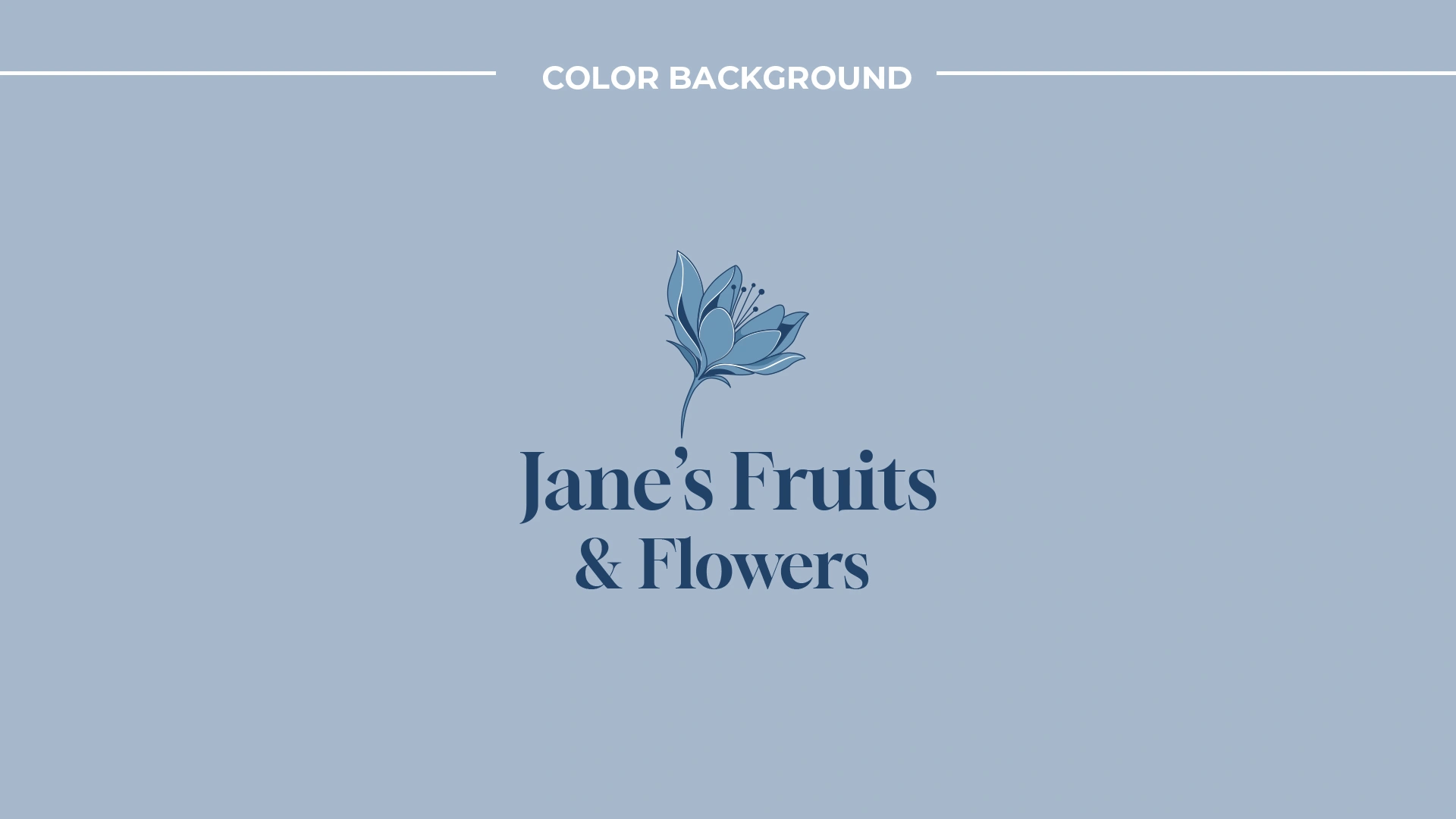 Jane's Fruits & Flowers Logo mit Blumen-Icon auf hellblauem Hintergrund – Markendesign für Floristik