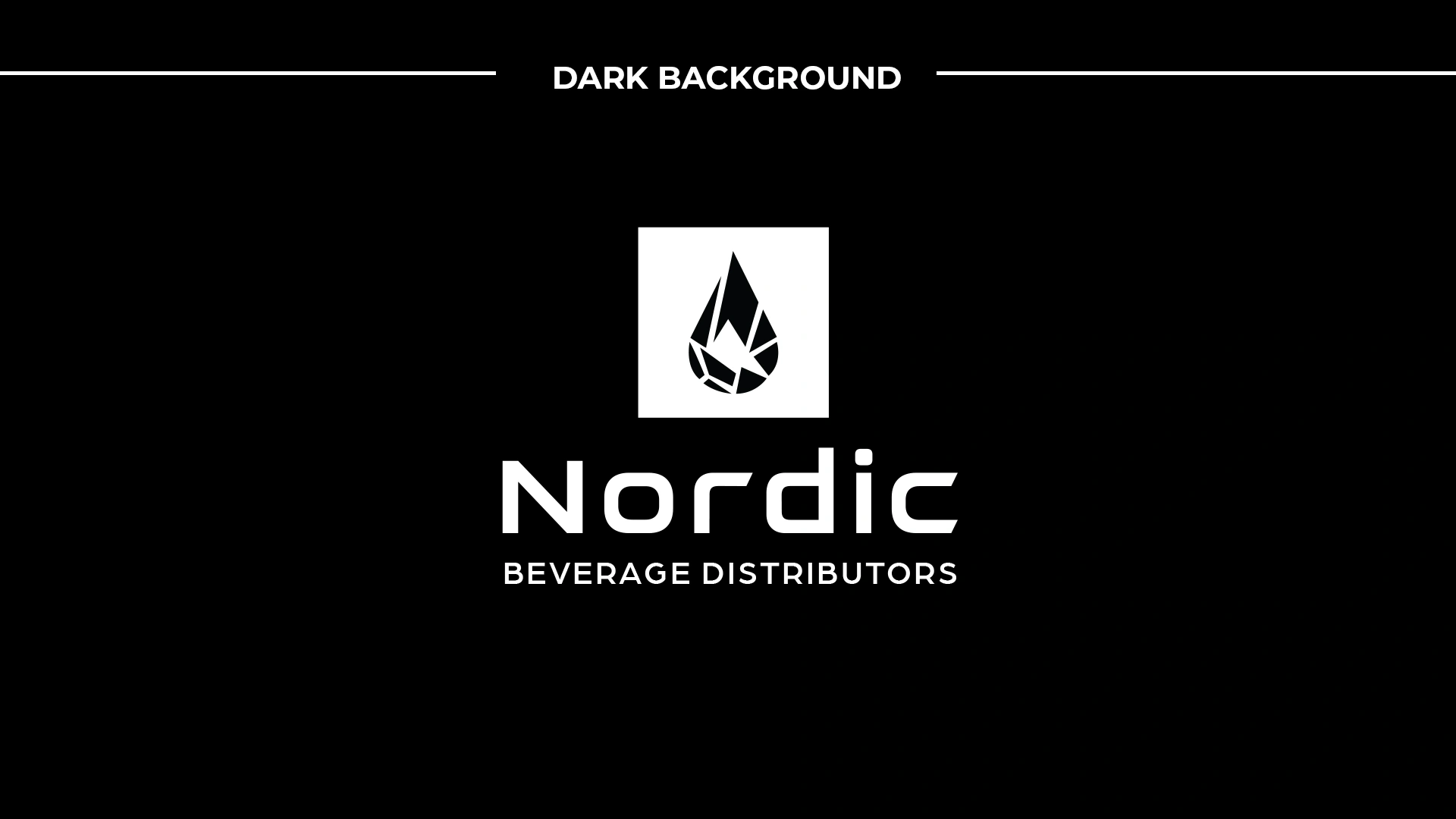 Nordic Beverage Distributors Logo in Weiß auf schwarzem Hintergrund – Markendesign für Getränkevertrieb