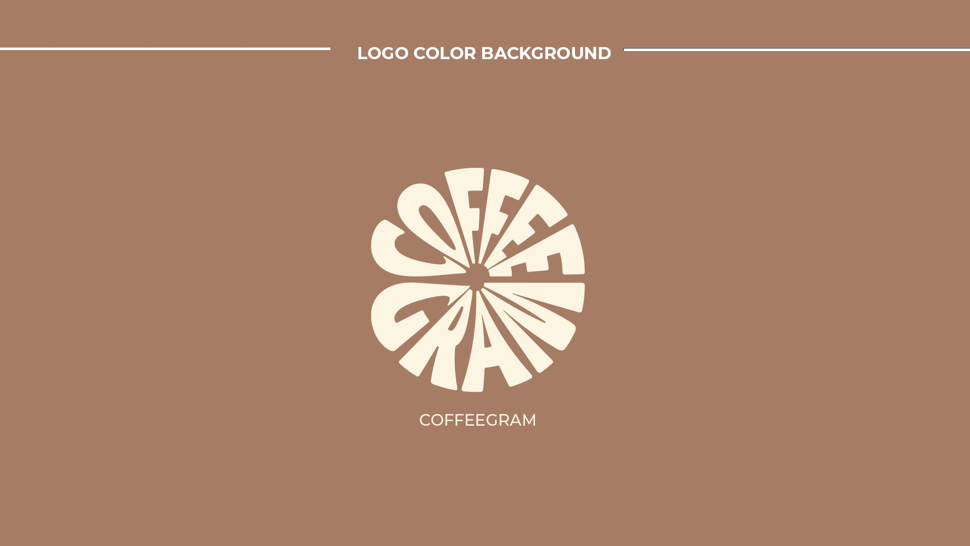 Coffee Gram Logo in Creme auf braunem Hintergrund – kreisförmiges Markendesign für Kaffee