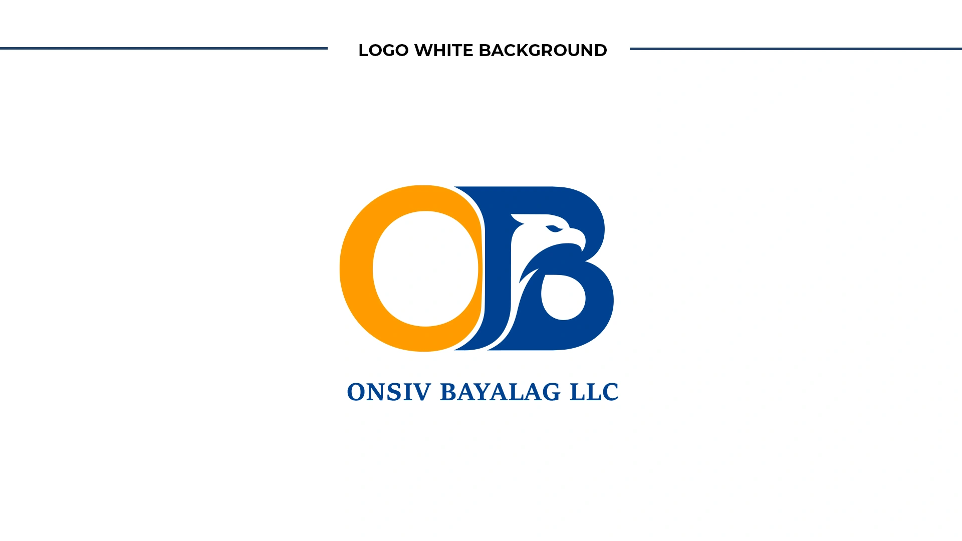 OKSIV BAVALAG LLC Logo mit Adler-Symbol in Orange und Blau auf weißem Hintergrund – Markendesign