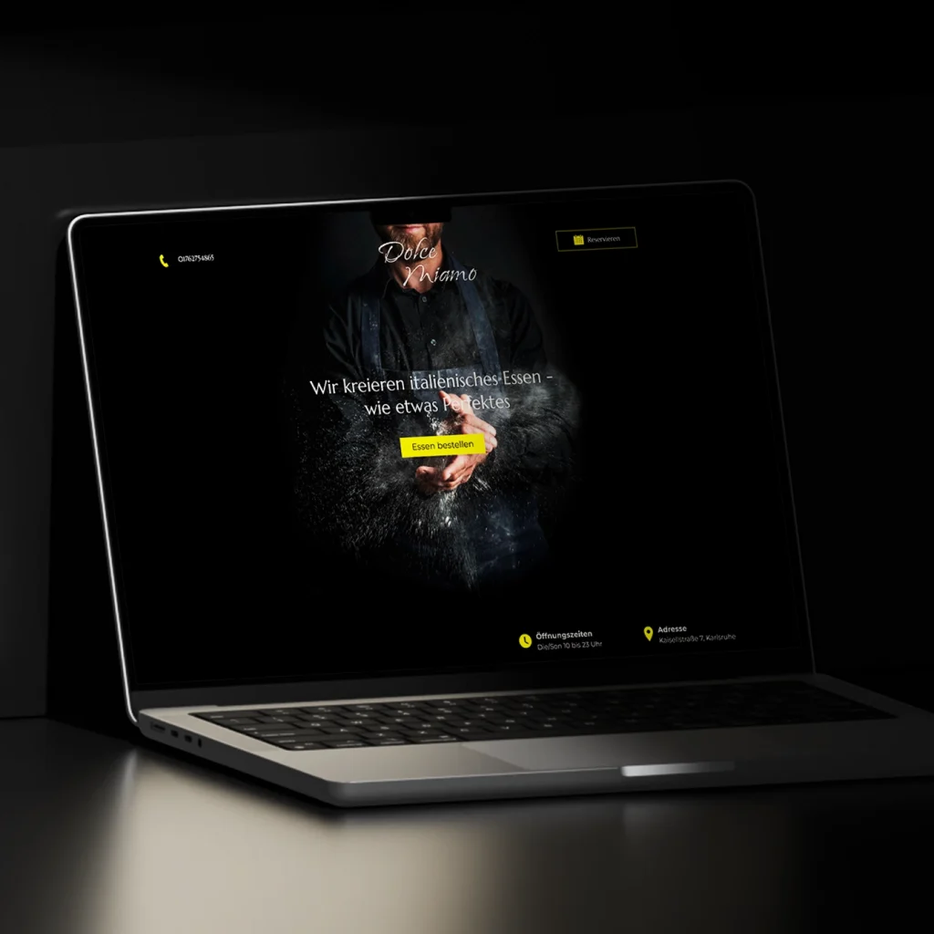Modernes Webdesign für ein italienisches Restaurant mit Online-Reservierung auf dem Laptop