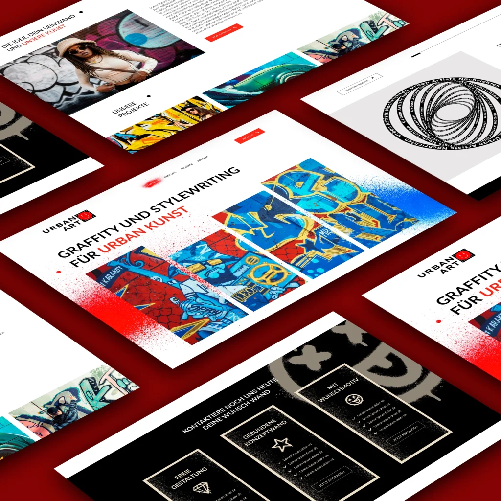 Urban Art Website-Design mit Graffiti, Stylewriting und kreativen Projektseiten